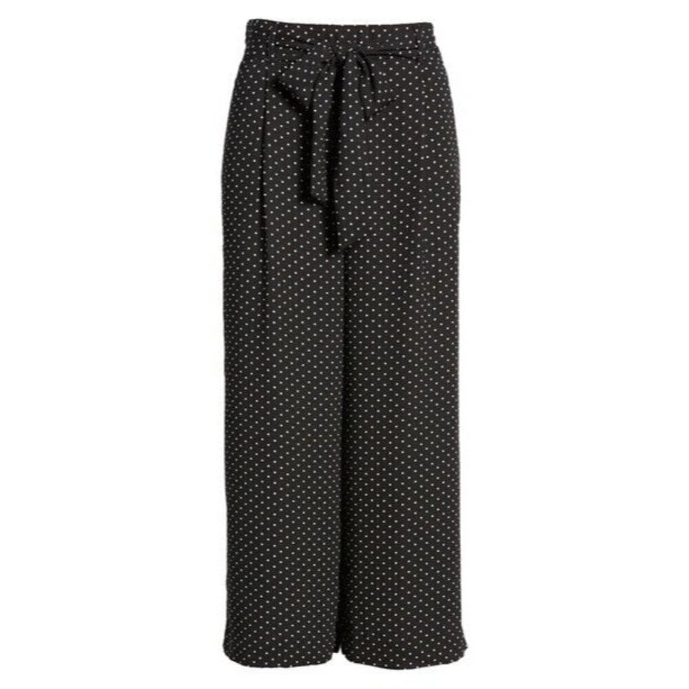 Halogen Women's Wide Leg Crop Pants In Black Ivory Lady Dot Size 2X NWT